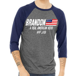 New Bella Canvas 3200 Lets Go Brandon American Hero 3/4 Sleeve Shirt S-2XL